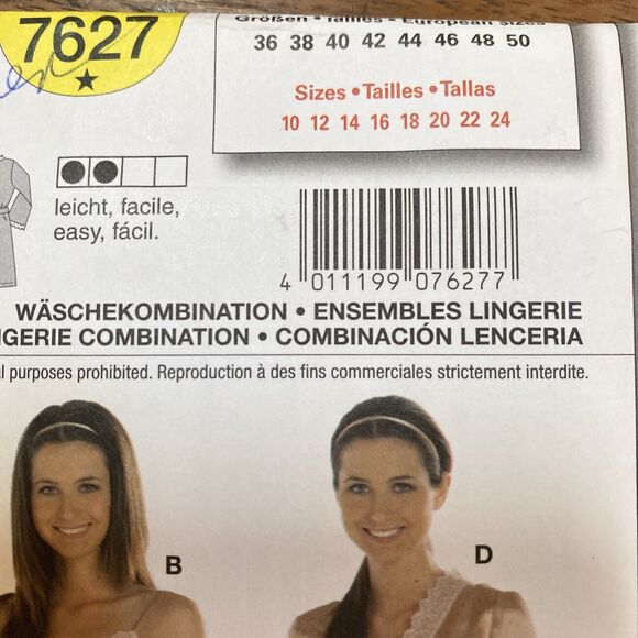 Burda Sewing Pattern #7627 Lingerie Camisole Nightdress Robe Pants 10-24 UNCUT - Picture 3 of 6